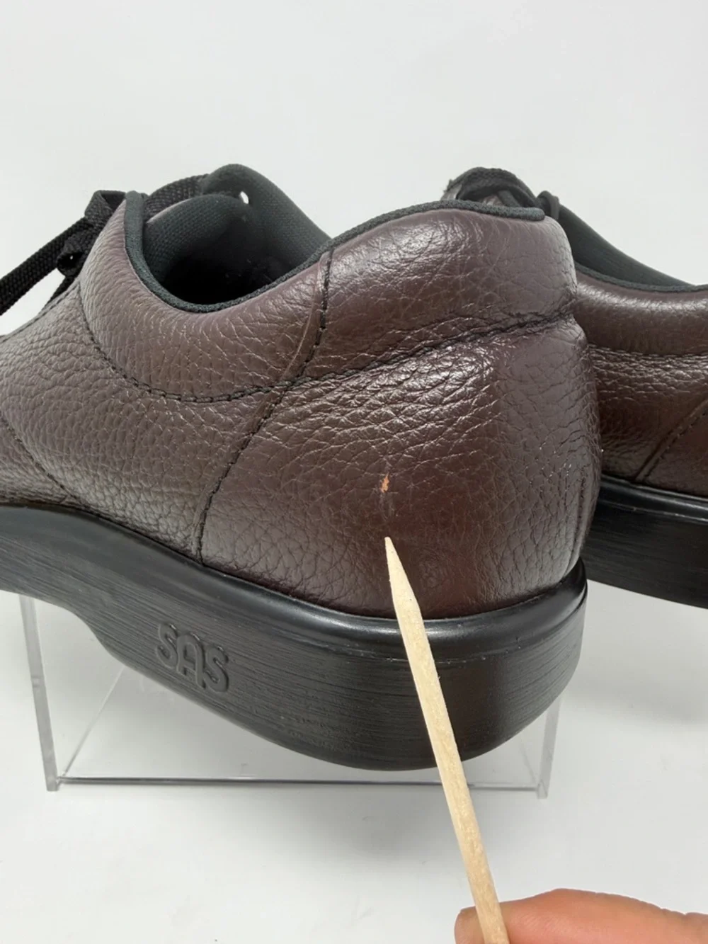 SAS Men's Bout TimeLace-Up Pebbled Leather Shoes in Cordovan Brown size 12